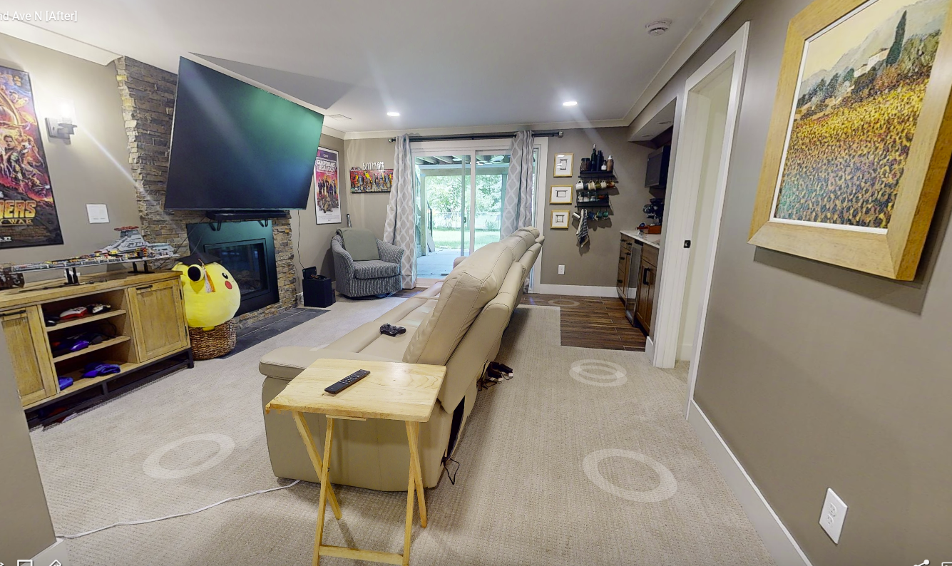 Basement living space after restoration