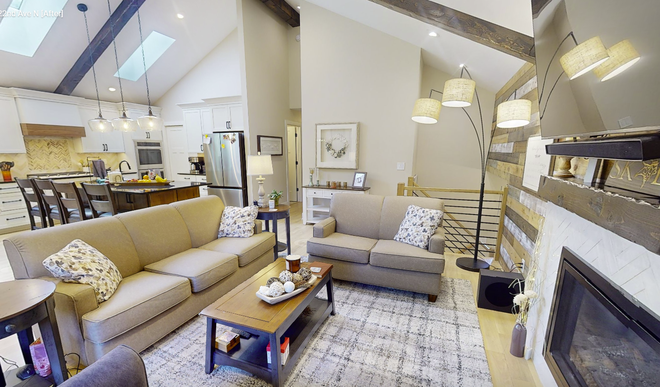 Open-concept interior after restoration