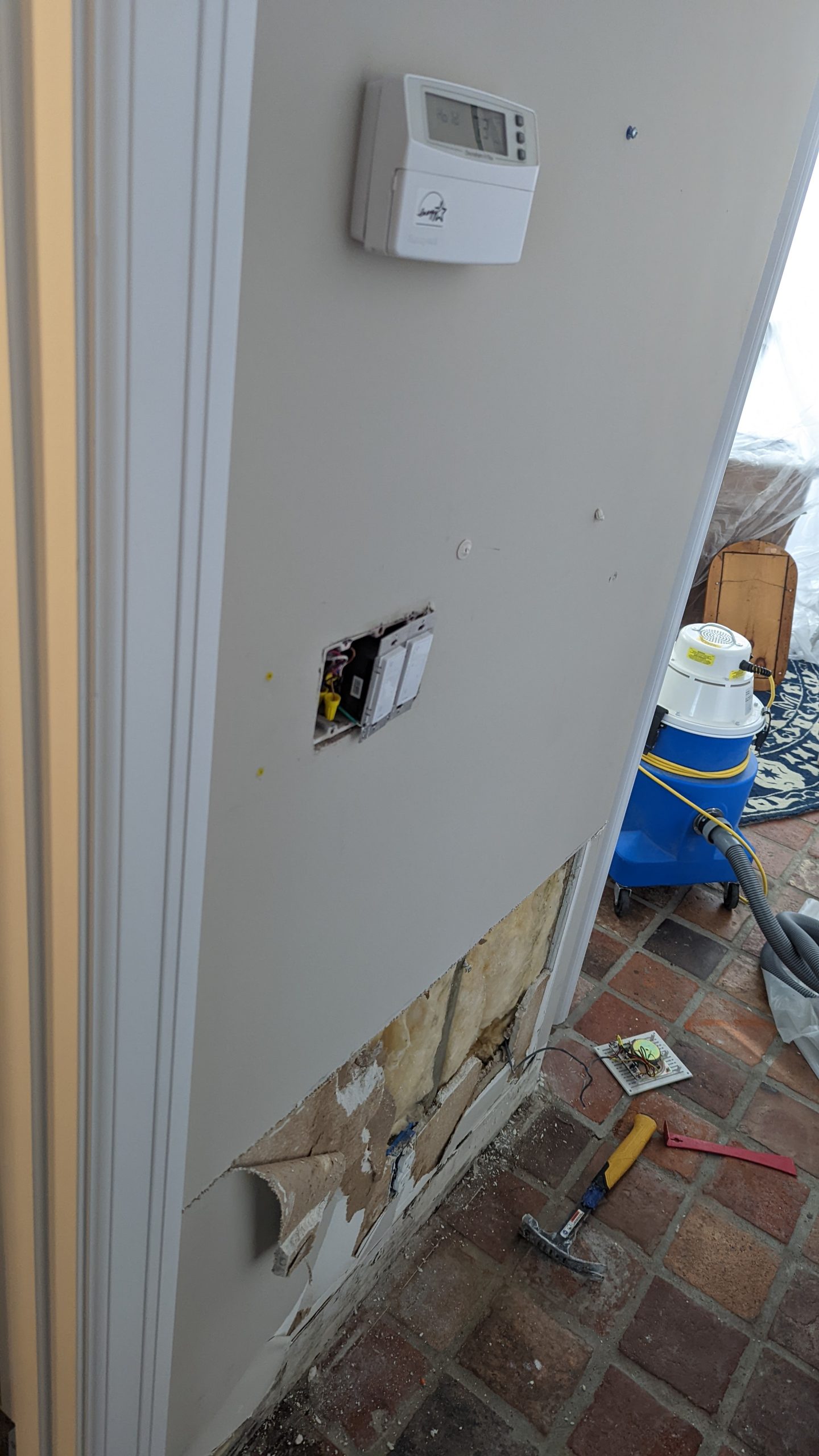 Wall before mold removal and repairs